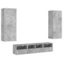 Wall TV cabinets 5 pieces engineered wood concrete gray by , TV Furniture - Ref: Foro24-3216542, Price: 197,99 €, Discount: %