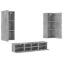 Wall TV cabinets 5 pieces engineered wood concrete gray by , TV Furniture - Ref: Foro24-3216542, Price: 197,99 €, Discount: %