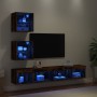 TV wall furniture with LED 5 pieces engineered wood smoked oak by , TV Furniture - Ref: Foro24-3216701, Price: 142,94 €, Disc...