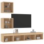 Muebles TV pared con LED 5 pzas madera ingeniería roble Sonoma de , Muebles TV - Ref: Foro24-3216699, Precio: 142,99 €, Descu...