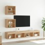 TV wall furniture with LED 5 pieces engineered wood Sonoma oak by , TV Furniture - Ref: Foro24-3216699, Price: 142,99 €, Disc...