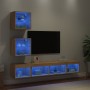 TV wall furniture with LED 5 pieces engineered wood Sonoma oak by , TV Furniture - Ref: Foro24-3216699, Price: 142,99 €, Disc...