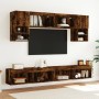 TV wall furniture with LED 6 pieces engineered wood smoked oak by , TV Furniture - Ref: Foro24-3216708, Price: 200,96 €, Disc...