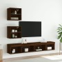 TV wall furniture with LED 5 pieces oak brown engineered wood by , TV Furniture - Ref: Foro24-3216703, Price: 146,82 €, Disco...