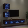 TV wall furniture with LED 5 pieces oak brown engineered wood by , TV Furniture - Ref: Foro24-3216703, Price: 146,82 €, Disco...