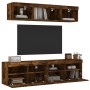 TV wall furniture with LED 5 pieces engineered wood smoked oak by , TV Furniture - Ref: Foro24-3216722, Price: 179,71 €, Disc...