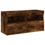 TV wall furniture with LED 5 pieces engineered wood smoked oak by , TV Furniture - Ref: Foro24-3216722, Price: 179,71 €, Disc...