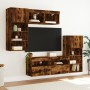 TV wall furniture with LED 5 pieces engineered wood smoked oak by , TV Furniture - Ref: Foro24-3216729, Price: 248,67 €, Disc...