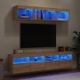 Muebles TV pared con LED 5 pzas madera ingeniería roble Sonoma de , Muebles TV - Ref: Foro24-3216720, Precio: 188,43 €, Descu...