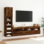 TV wall furniture with LED 4 pieces engineered wood smoked oak by , TV Furniture - Ref: Foro24-3216715, Price: 174,03 €, Disc...