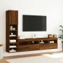 TV wall furniture with LED 4 pieces oak brown engineered wood by , TV Furniture - Ref: Foro24-3216717, Price: 183,74 €, Disco...