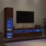 Muebles TV pared con LED 4 pzas madera ingeniería marrón roble de , Muebles TV - Ref: Foro24-3216717, Precio: 183,74 €, Descu...