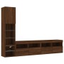 TV wall furniture with LED 4 pieces oak brown engineered wood by , TV Furniture - Ref: Foro24-3216717, Price: 183,74 €, Disco...