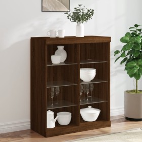 Sideboard with LED lights brown oak 81x37x100 cm by , Sideboards - Ref: Foro24-836720, Price: 89,99 €, Discount: %