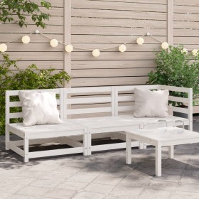 3-seater garden sofa in solid white pine wood by , Modular outdoor sofas - Ref: Foro24-837950, Price: 158,99 €, Discount: %