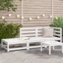 Garden sofa with footrest 2 seater solid white pine wood by , Modular outdoor sofas - Ref: Foro24-837971, Price: 133,72 €, Di...