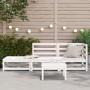 Garden sofa with footrest 2 seater solid white pine wood by , Modular outdoor sofas - Ref: Foro24-837971, Price: 133,72 €, Di...