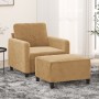 Brown velvet armchair with stool 60 cm by , Sofas - Ref: Foro24-3201171, Price: 197,99 €, Discount: %