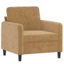 Brown velvet armchair with stool 60 cm by , Sofas - Ref: Foro24-3201171, Price: 197,99 €, Discount: %