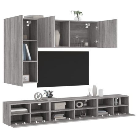 Muebles de TV de pared 5 pzas madera de ingeniería gris Sonoma de , Muebles TV - Ref: Foro24-3216563, Precio: 222,79 €, Descu...