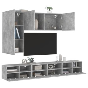 Wall TV cabinets 5 pieces engineered wood concrete gray by , TV Furniture - Ref: Foro24-3216561, Price: 207,99 €, Discount: %