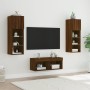 Wall TV cabinets with LED lights 4 pieces oak brown by , TV Furniture - Ref: Foro24-3216582, Price: 136,63 €, Discount: %