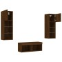 Wall TV cabinets with LED lights 4 pieces oak brown by , TV Furniture - Ref: Foro24-3216582, Price: 136,63 €, Discount: %