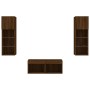 Wall TV cabinets with LED lights 4 pieces oak brown by , TV Furniture - Ref: Foro24-3216582, Price: 136,63 €, Discount: %