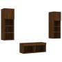 Wall TV cabinets with LED lights 4 pieces oak brown by , TV Furniture - Ref: Foro24-3216582, Price: 136,63 €, Discount: %