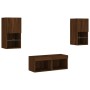 Wall TV cabinets with LED lights 4 pieces oak brown by , TV Furniture - Ref: Foro24-3216575, Price: 120,18 €, Discount: %