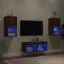 Wall TV cabinets with LED lights 4 pieces oak brown by , TV Furniture - Ref: Foro24-3216575, Price: 120,18 €, Discount: %