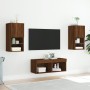 Wall TV cabinets with LED lights 4 pieces oak brown by , TV Furniture - Ref: Foro24-3216575, Price: 120,18 €, Discount: %