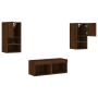 Wall TV cabinets with LED lights 4 pieces oak brown by , TV Furniture - Ref: Foro24-3216575, Price: 120,18 €, Discount: %