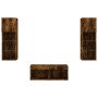 Wall TV cabinets with LED lights 4 pieces smoked oak by , TV Furniture - Ref: Foro24-3216580, Price: 136,92 €, Discount: %