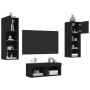 Wall TV cabinets with LED lights 4 pieces black by , TV Furniture - Ref: Foro24-3216577, Price: 157,42 €, Discount: %