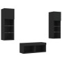 Wall TV cabinets with LED lights 4 pieces black by , TV Furniture - Ref: Foro24-3216577, Price: 157,42 €, Discount: %