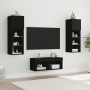 Wall TV cabinets with LED lights 4 pieces black by , TV Furniture - Ref: Foro24-3216577, Price: 157,42 €, Discount: %