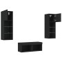 Wall TV cabinets with LED lights 4 pieces black by , TV Furniture - Ref: Foro24-3216577, Price: 157,42 €, Discount: %