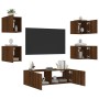 Wall TV cabinets with LED lights 5 pieces oak brown by , TV Furniture - Ref: Foro24-3216866, Price: 164,28 €, Discount: %