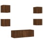 Wall TV cabinets with LED lights 5 pieces oak brown by , TV Furniture - Ref: Foro24-3216866, Price: 164,28 €, Discount: %