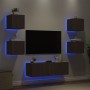 Wall TV cabinets with LED lights 5 pieces oak brown by , TV Furniture - Ref: Foro24-3216866, Price: 164,28 €, Discount: %