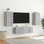 Wall TV cabinets with LED lights 3 pieces Sonoma gray by , TV Furniture - Ref: Foro24-3216872, Price: 161,34 €, Discount: %