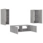 Wall TV cabinets with LED lights 3 pieces Sonoma gray by , TV Furniture - Ref: Foro24-3216872, Price: 161,34 €, Discount: %