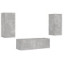 Wall TV cabinets with LED lights 3 pieces concrete gray by , TV Furniture - Ref: Foro24-3216870, Price: 156,17 €, Discount: %