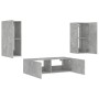 Wall TV cabinets with LED lights 3 pieces concrete gray by , TV Furniture - Ref: Foro24-3216870, Price: 156,17 €, Discount: %