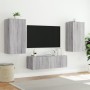 Wall TV cabinets with LED lights 3 pieces Sonoma gray by , TV Furniture - Ref: Foro24-3216879, Price: 169,85 €, Discount: %