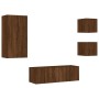 Wall TV cabinets with LED lights 4 pieces oak brown by , TV Furniture - Ref: Foro24-3216887, Price: 167,63 €, Discount: %