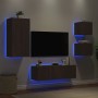 Wall TV cabinets with LED lights 4 pieces oak brown by , TV Furniture - Ref: Foro24-3216887, Price: 167,63 €, Discount: %