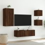 Wall TV cabinets with LED lights 4 pieces oak brown by , TV Furniture - Ref: Foro24-3216887, Price: 167,63 €, Discount: %