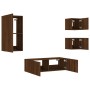 Wall TV cabinets with LED lights 4 pieces oak brown by , TV Furniture - Ref: Foro24-3216887, Price: 167,63 €, Discount: %